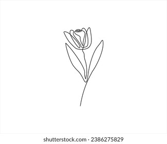 flower continuous line drawing single hand drawn set element collections. Minimalist floral botanical garden vector