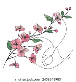 Flor en estilo de dibujo de línea continua