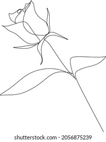 Flower continuous one line art drawing vector illustration. Awesome rose isolated on white background.