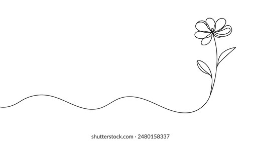 The flower Continuous one line drawing. Vector illustration.