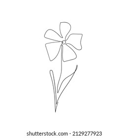 flower continuous one line icon. Isolated single flower silhouette. Modern minimal style linear logo. Floral element, symbol for poster, social media stories, card, cover. Vector scribble