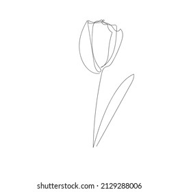 flower continuous one line icon. Isolated single flower silhouette. Modern minimal style linear logo. Floral element, symbol for poster, social media stories, card, cover. Vector scribble