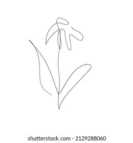 flower continuous one line icon. Isolated single flower silhouette. Modern minimal style linear logo. Floral element, symbol for poster, social media stories, card, cover. Vector scribble