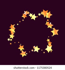 Flower contour from stars confetti. Isolated yellow orange red gradient celestial elements. Holiday celebration luminous glossy vector template for decoration
