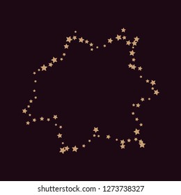 Flower contour from stars confetti. Isolated gradient celestial elements. Brass metallic gloss. Iridescent glitter festive celebration vector template for celebration decoration.