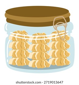 Ilustración plana de tarro de galletas de flores