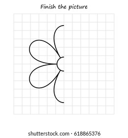 flower copy and coloring the picture, educational game for preschool
,children (kids). Complete the picture