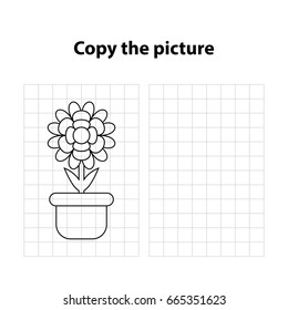 flower copy the picture,  game for children, worksheet  for kids
