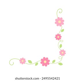 Flower corner frame vector design. Hand drawn floral corner borders.