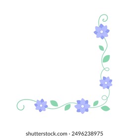 Flower corner frame vector design. Hand drawn floral corner borders.