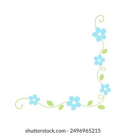 Flower corner frame vector design. Hand drawn floral corner borders.