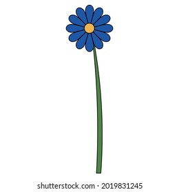 Flower. Cornflower. A blossoming bud. Flowering plant. Colored vector illustration. Flower petals. Isolated white background. Cartoon style. Idea for web design, invitations, postcards.