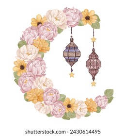 Corola floral en forma de media luna