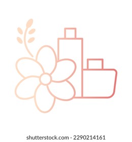 ilustración vectorial del contorno de degradado de botella cosmética de flor