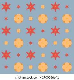 Flower and Cotton Seamless Vector Pattern for Background and Set