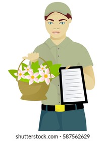 Flower courier vector illustration