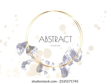 Fondo de la cubierta de la flor. Diseño Abstractas de acuarela de Vector floral. Póster de arte de hojas de primavera con marcos de oro. Simple invitación de saludo de verano. Plantilla de tarjeta elegante botánica. Geometría simple de lujo