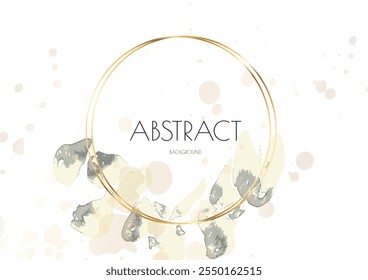 Fondo de la cubierta de la flor. Diseño Abstractas de acuarela de Vector floral. Póster de arte de hojas de primavera con marcos de oro. Simple invitación de saludo de verano. Plantilla de tarjeta elegante botánica. Geometría simple de lujo
