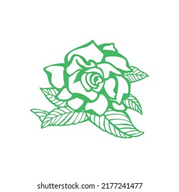 Flower craft vector with green sketch decoration element