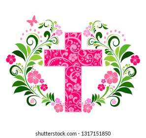 baptism cross images stock photos vectors shutterstock https www shutterstock com image vector flower cross made painted floral elements 1317151850