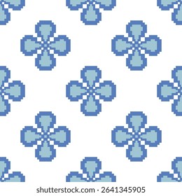 Flower Cross Stitch embroidery seamless.Geometric pixel ethnic patterns. American, Mexican,African,mediterranean, nordic,Aztec style.Tradition folk art background design for products,fabric,decorate