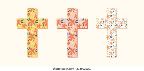 Flower Cross, Wood Cross, Baptism, Floral Clipart, First Communion, Holy Spirit, Florals Arrangements, Easter cross. flower patterns