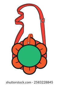 Flower crossbody bag vector mockup template technical technical line drawing.