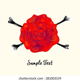 Flower with crossbones. Vector Illustration