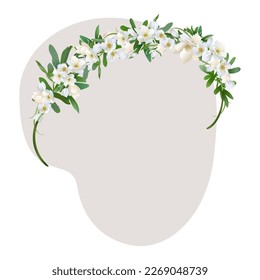 Flower crown hair ornament, decorative tiara of spring white flowers elegant decor for wedding and holidays