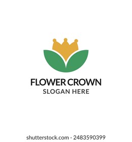 Flower crown logo template. Creative crown vector illustration