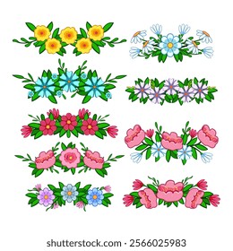 flower crown set cartoon. festival bridal, nature wreath, fashion garden flower crown sign. isolated symbol vector illustration