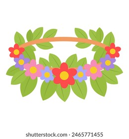 Flower crown vector illustration isolated on white background