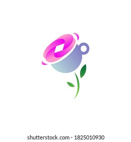 flower and cup logo design