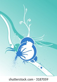 flower with curly lines and blots