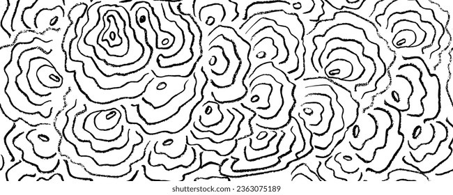 Flower curly lines  seamless pattern. Pencil squiggles ornament. Scribble doodle strokes vector background. Hand drawn pen scribbles, curved lines. Black pencil sketches. 