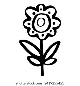 flower cute abstract art boho nursery element. doodle kid hand drawn style.