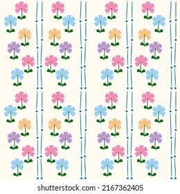 Flower so cute so beautiful.pastel pink blue orange purple color.pattern seamless vector and illustration.