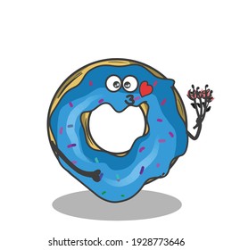 Flower cute donuts character vector template design illustration