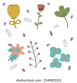 Flor linda y fácil de dibujar a mano. del elemento de la flora.