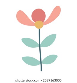 Flower. Cute illustration, vector, color, simple. Cartoon, flat. Isolated on white background
