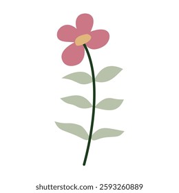 Flower. Cute illustration, vector, color, simple. Cartoon, flat. Isolated on white background