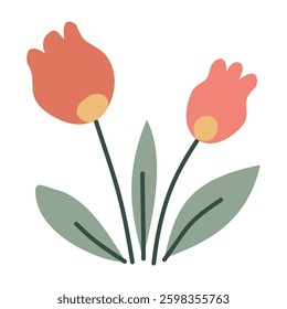 Flower. Cute illustration, vector, color, simple. Cartoon, flat. Isolated on white background