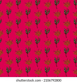 Flower cute seamless pattern. Hand drawn field background. Repeated texture in doodle style for fabric, wrapping paper, wallpaper, tissue. Vector illustration.