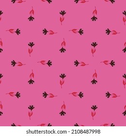 Flower cute seamless pattern. Hand drawn field background. Repeated texture in doodle style for fabric, wrapping paper, wallpaper, tissue. Vector illustration.
