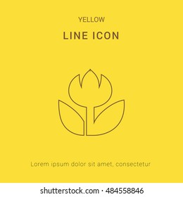Flower Cute yellow thin line icon / logo Design