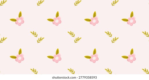 Flower daisy and plaid seamless pattern for spring with cute. Pastel check and gingham wallpaper background soft chequered illustration. Icon in kawaii style perfect for springtime fabric.