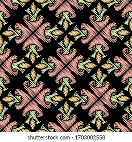 Blumendamast orniert nahtloses Muster. Vektorillustration-Oberflächendesign für Gewebe, Bekleidung, Buch, Interieur, Hintergrund