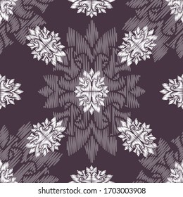 Flower damask ornate seamless pattern. Vector surface design for fabric, apparel textile, book, interior, wallpaper background