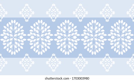 Flower damask ornate seamless pattern. Vector surface design for fabric, apparel textile, book, interior, wallpaper background