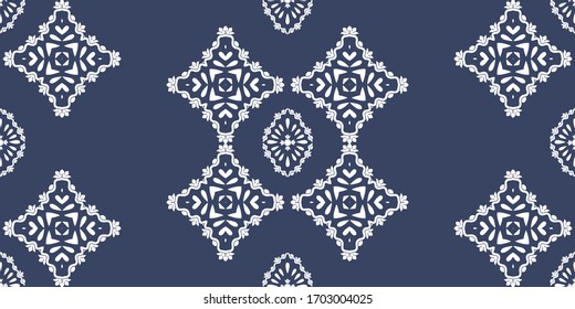 Flower damask ornate seamless pattern. Vector surface design for fabric, apparel textile, book, interior, wallpaper background